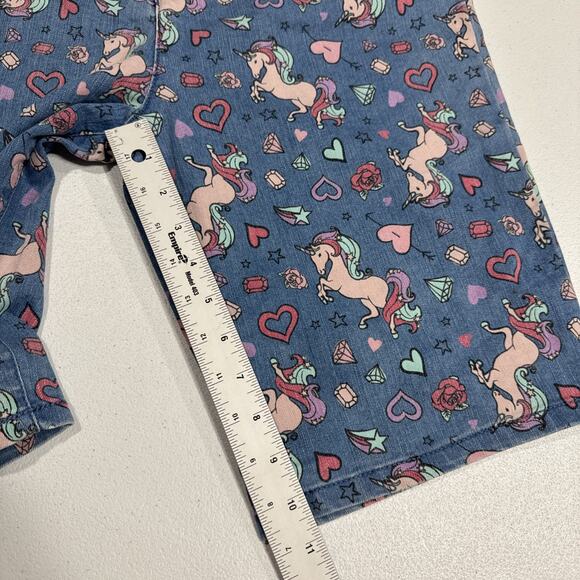 Place Girls Unicorn Graffiti Print Denim Jean Bermuda Shorts Size 16 Plus Casual - Picture 8 of 11